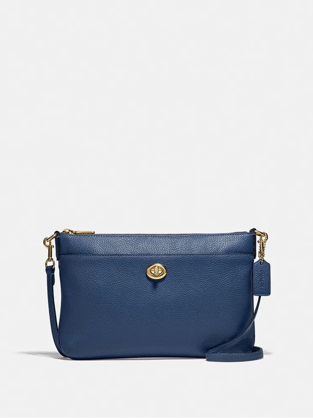 Coach Pebbled Leather Crossbody in Navy with Gold Hardware